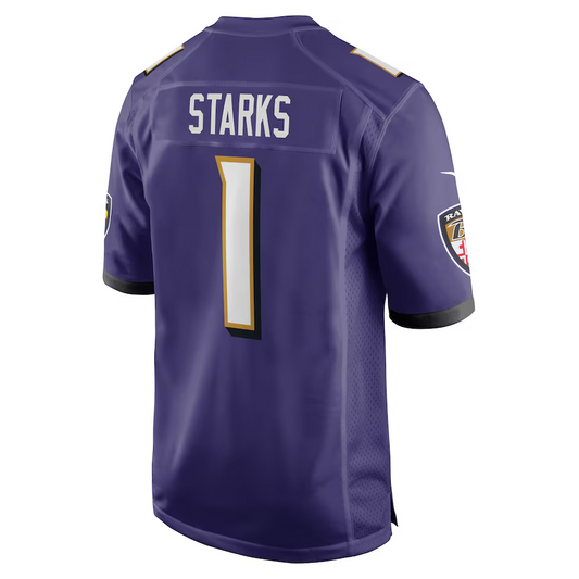 B.Ravens #1 Malaki Starks Purple 2025 Draft First Round Pick Game Stitched American Football Jerseys - Main View