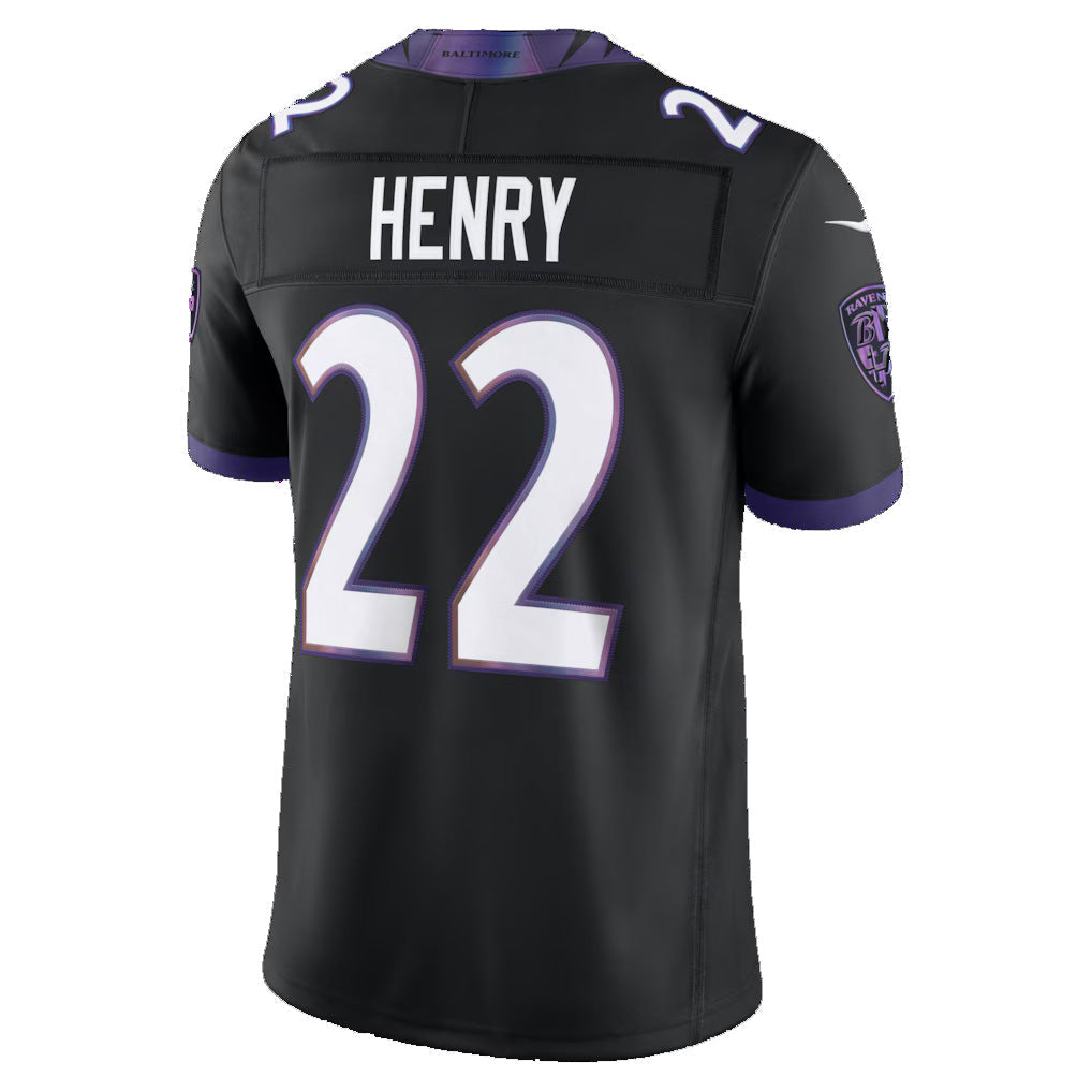 B.Ravens #22 Derrick Henry Black Alternate Alternate Vapor F.U.S.E. Stitched Limited Football Jersey - Main View
