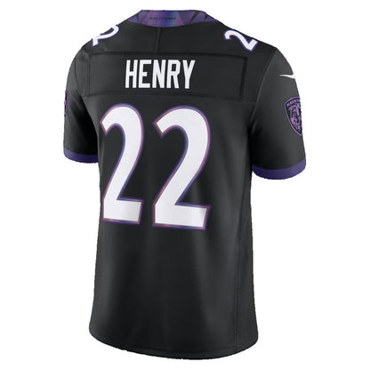 B.Ravens #22 Derrick Henry Black Alternate Alternate Vapor F.U.S.E. Stitched Limited Football Jersey - Main View