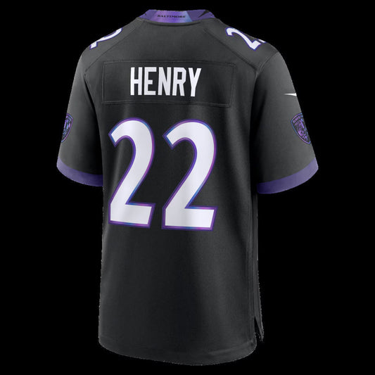 B.Ravens #22 Derrick Henry Black Alternate Game Stitched Football American Jersey - Main View