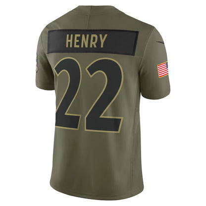B.Ravens #22 Derrick Henry Olive 2025 Salute to Service Limited Stitched American Football Jerseys - Main View