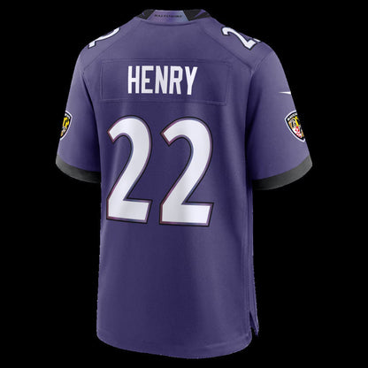 B.Ravens #22 Derrick Henry Purple Team Game Stitched Football American Jersey - Main View