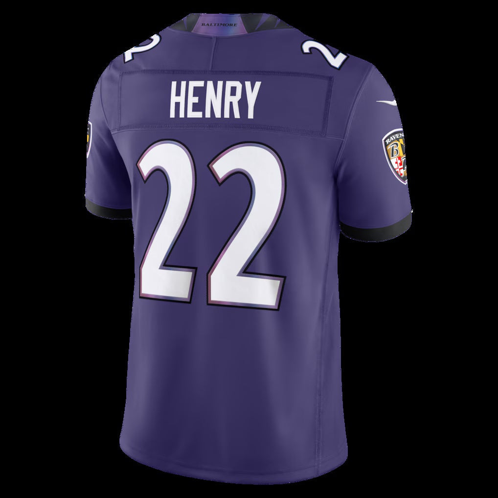 B.Ravens #22 Derrick Henry Purple Vapor F.U.S.E. Sewn Down Limited Stitched Football American Jersey - Main View