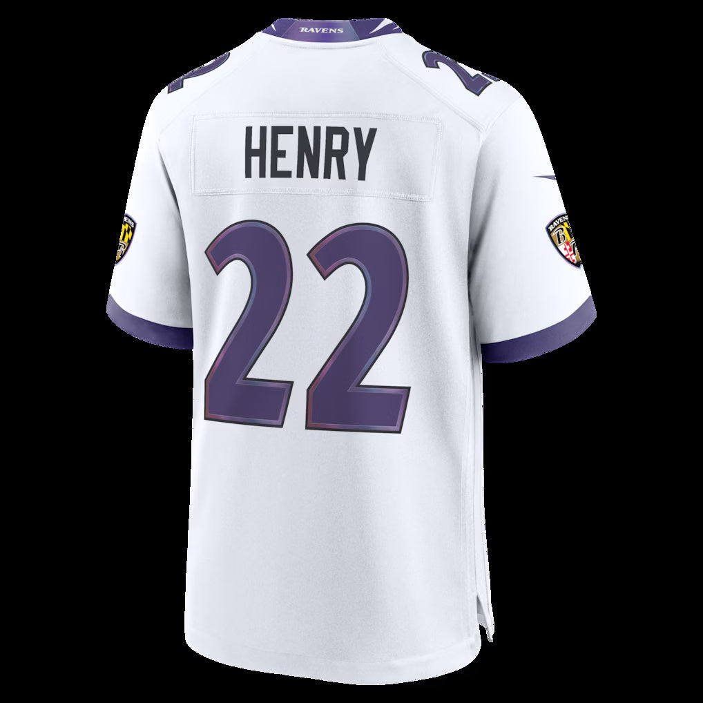 B.Ravens #22 Derrick Henry White Game Stitched Football American Jersey - Main View
