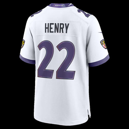 B.Ravens #22 Derrick Henry White Game Stitched Football American Jersey - Main View