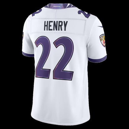 B.Ravens #22 Derrick Henry White Vapor F.U.S.E. Sewn Down Limited Stitched Football American Jersey - Main View