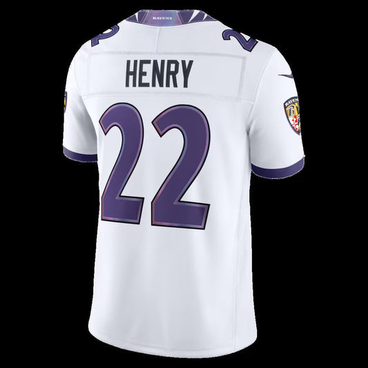 B.Ravens #22 Derrick Henry White Vapor F.U.S.E. Sewn Down Limited Stitched Football American Jersey - Main View