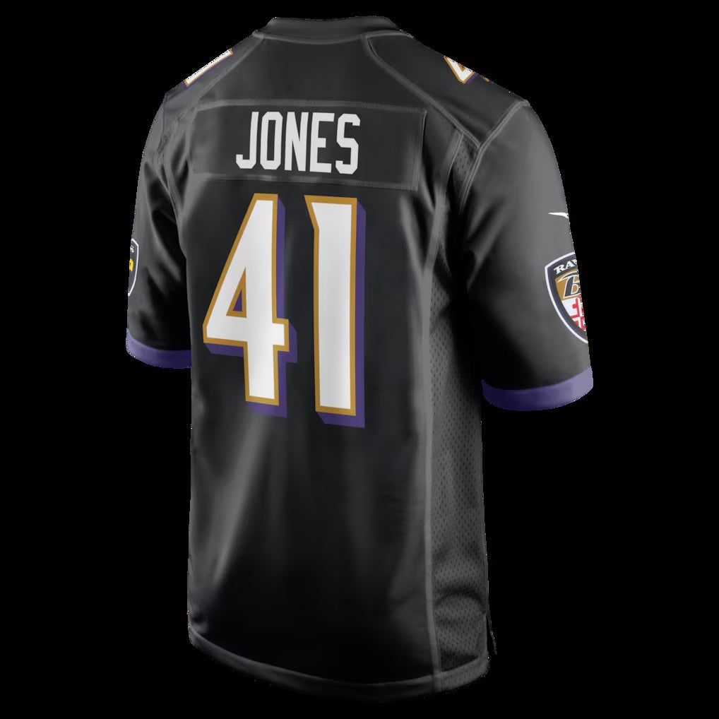 B.Ravens #41 Dre'Mont Jones Black Alternate Game Stitched American Football Jerseys - Main View