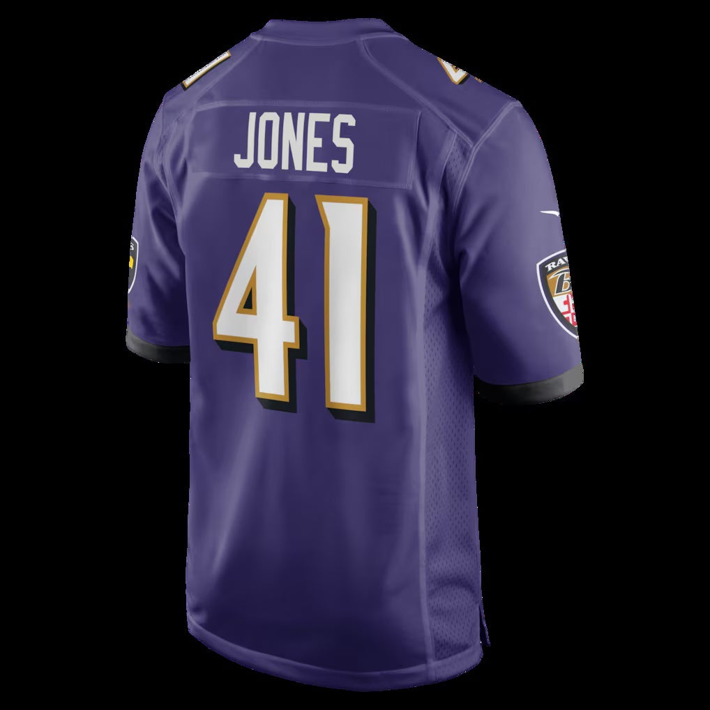 B.Ravens #41 Dre'Mont Jones Purple Team Game Stitched American Football Jerseys - Main View