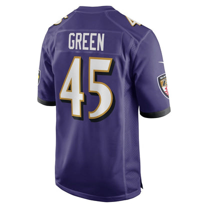 B.Ravens #45 Mike Green Purple Team Game Stitched American Football Jerseys - Main View