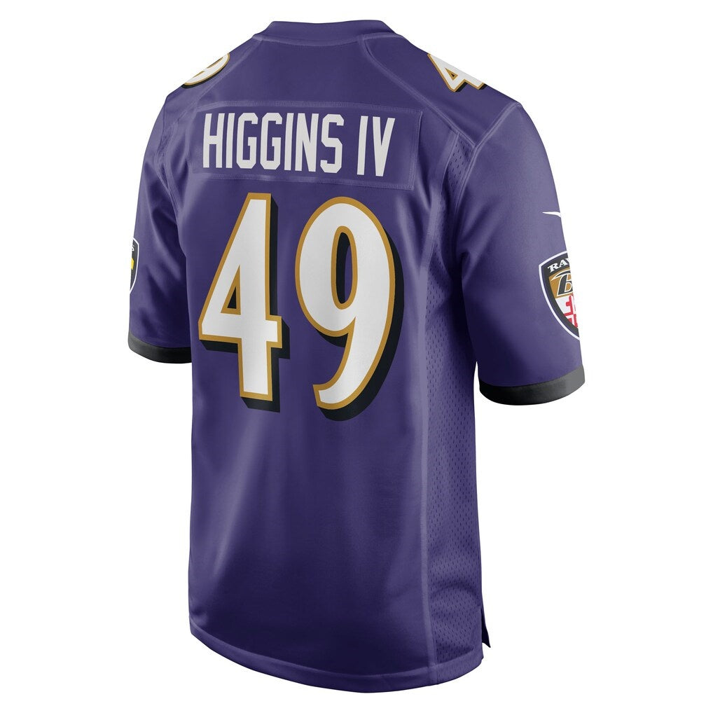 B.Ravens #49 Jay Higgins IV Purple Team Game Stitched American Football Jerseys - Main View