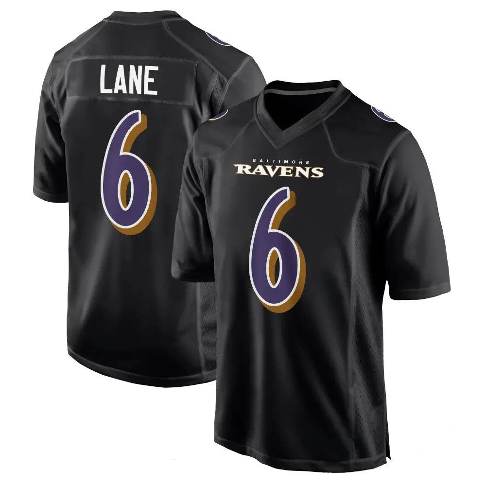 B.Ravens ＃6 Ja'Kobi Lane Black Game Carbon Stitched American Football Jerseys - Main View