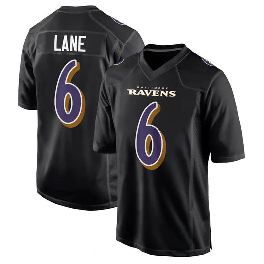 B.Ravens ＃6 Ja'Kobi Lane Black Game Carbon Stitched American Football Jerseys - Main View