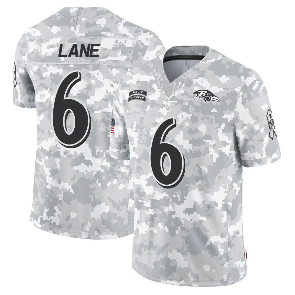 B.Ravens ＃6 Ja'Kobi Lane Camo 2024 Salute to Service Limited Stitched American Football Jerseys - Main View