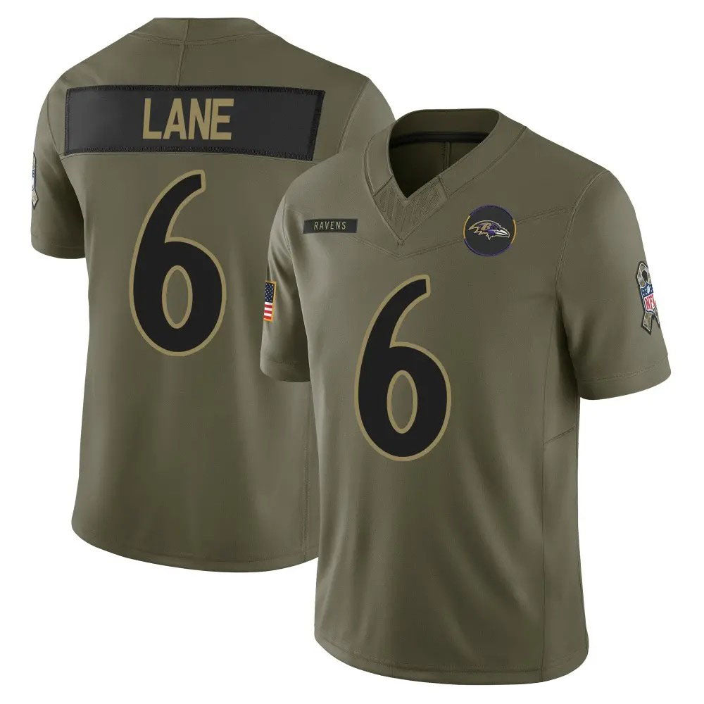 B.Ravens #6 Ja'Kobi Lane Olive 2025 Salute to Service Limited Stitched American Football Jerseys - Main View