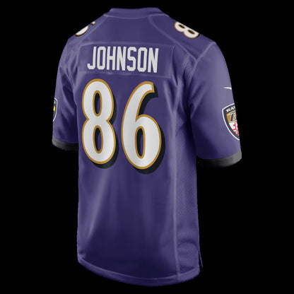 B.Ravens #86 Cornelius Johnson Purple Team Game Stitched American Football Jerseys - Main View