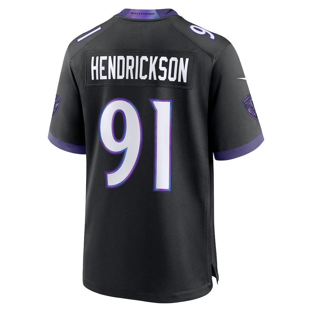 B.Ravens #91 Trey Hendrickson Black Alternate Game Stitched Football American Jersey - Main View