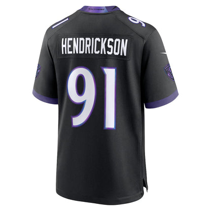 B.Ravens #91 Trey Hendrickson Black Alternate Game Stitched Football American Jersey - Main View