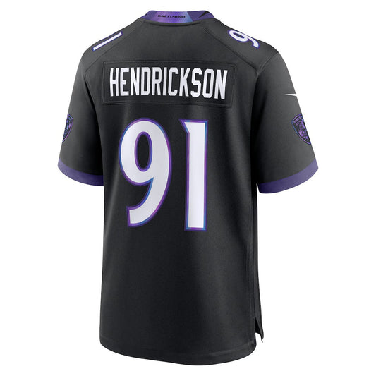 B.Ravens #91 Trey Hendrickson Black Alternate Game Stitched Football American Jersey - Main View