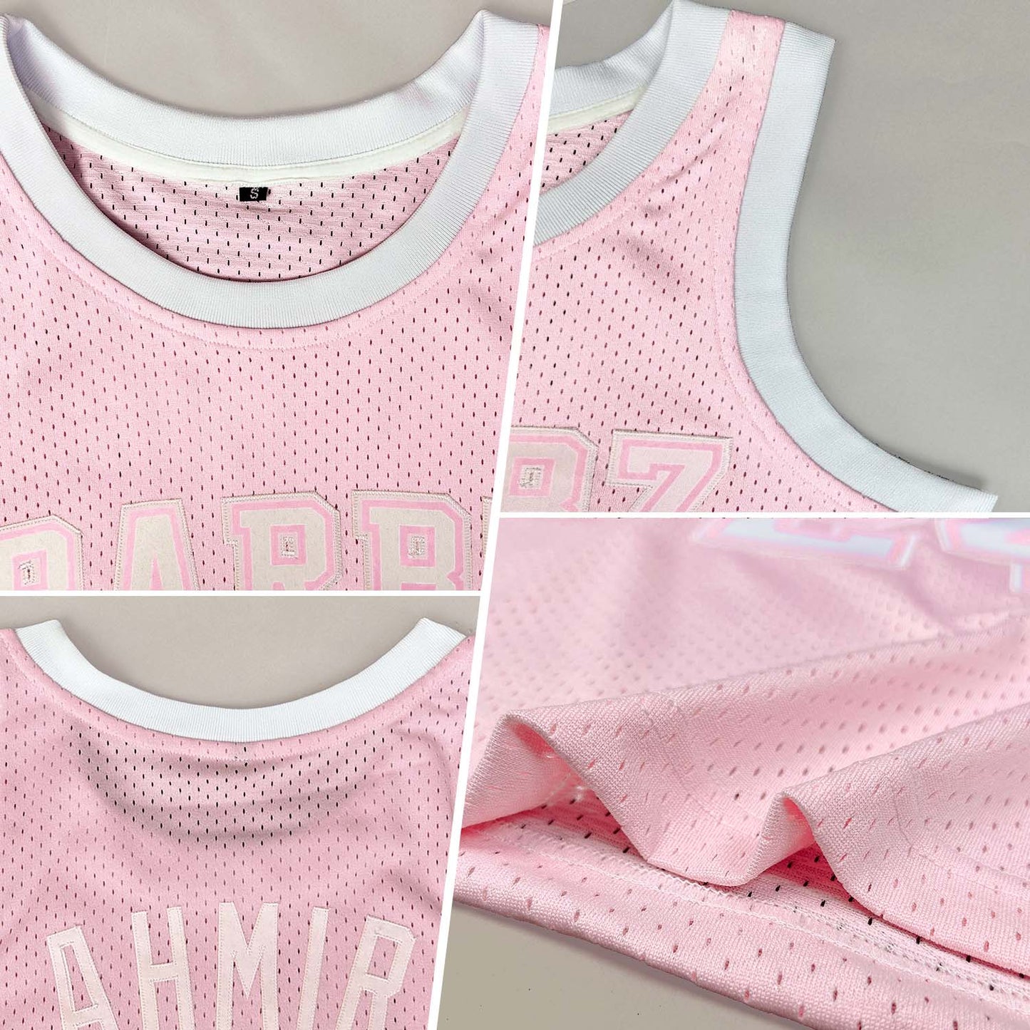 Custom Light Pink White Authentic Throwback Basketball Jersey view 2