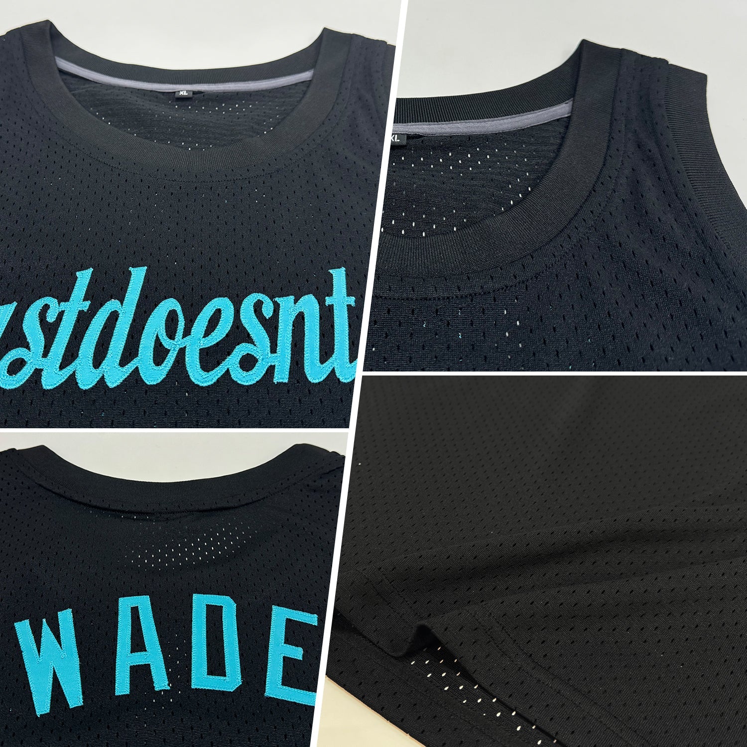 Custom Black Teal Authentic Throwback Basketball Jersey view 2