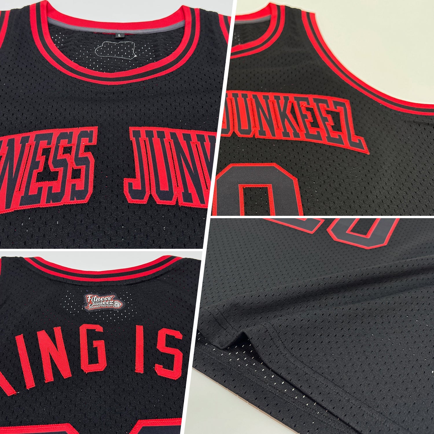 Custom Black Black-Red Authentic Throwback Basketball Jersey view 2