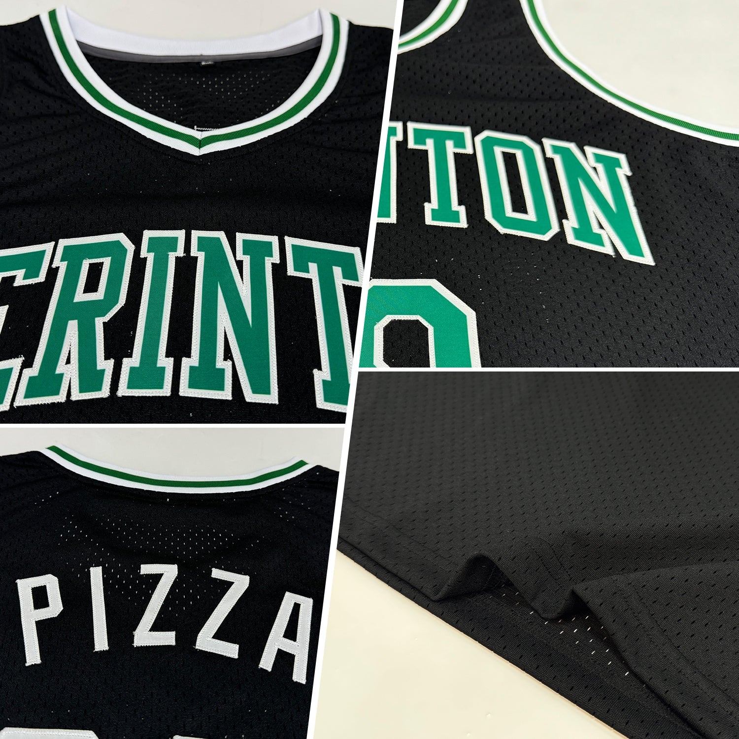Custom Black Kelly Green-White Authentic Throwback Basketball Jersey view 2