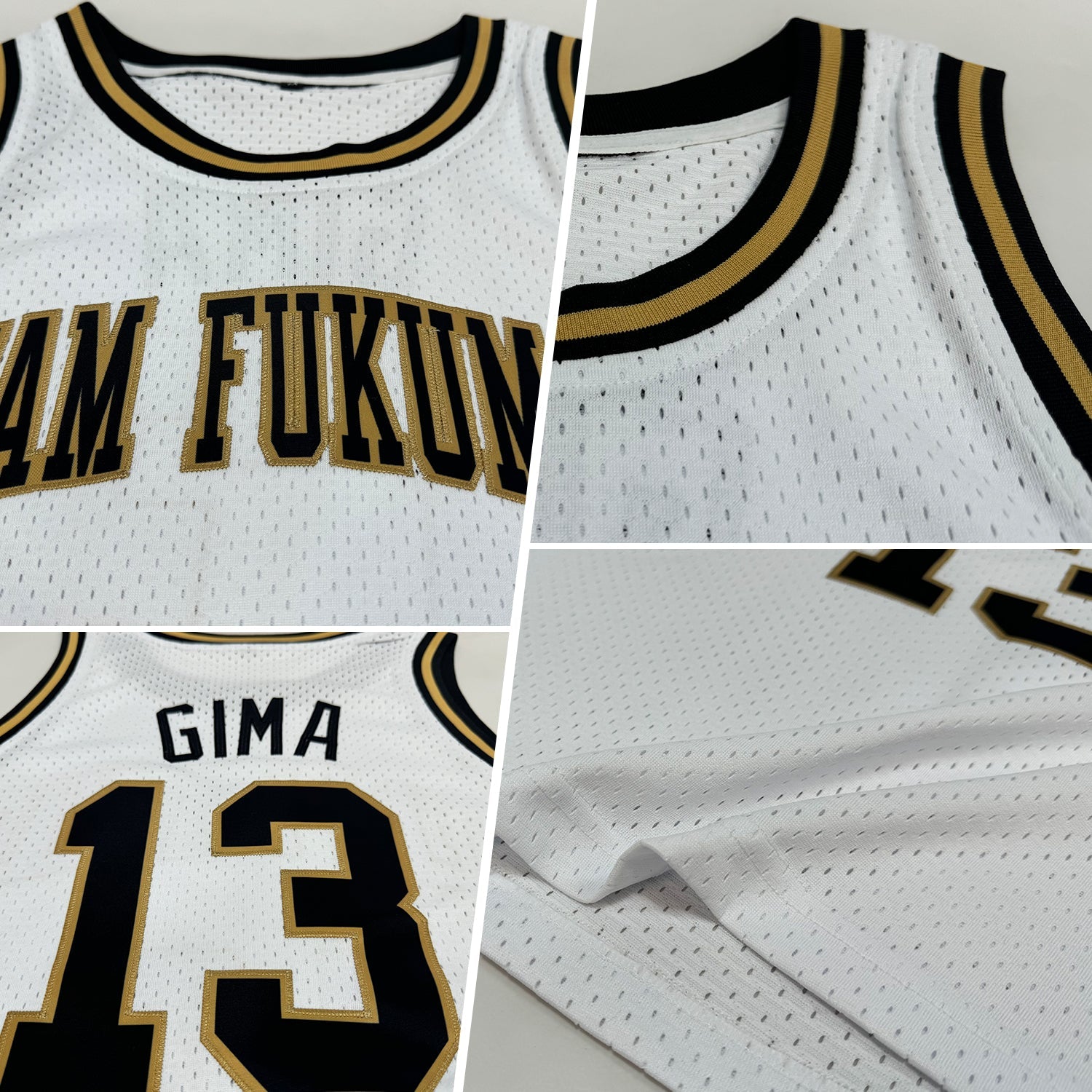 Custom White Black-Old Gold Authentic Throwback Basketball Jersey view 2