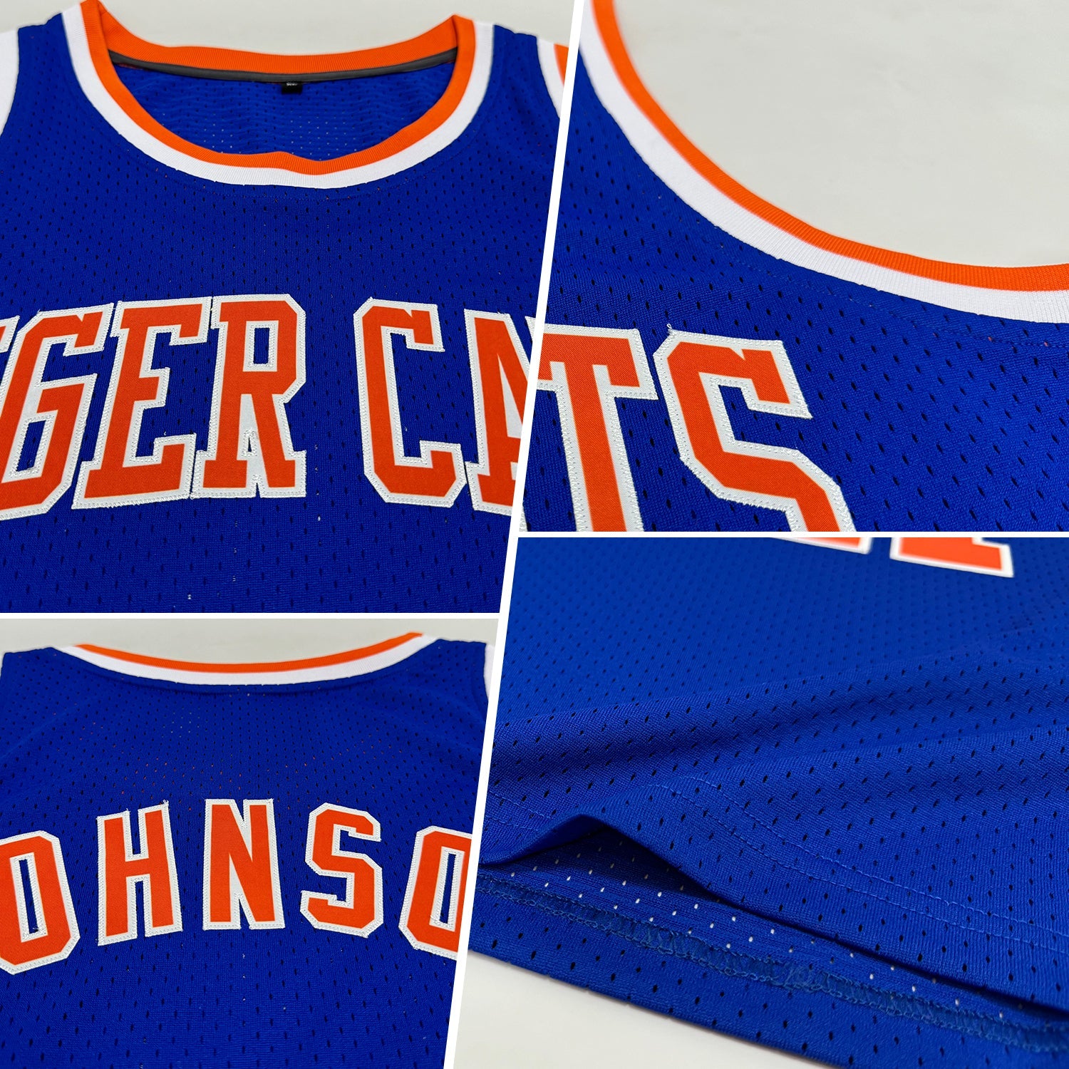 Custom Royal Orange-White Authentic Throwback Basketball Jersey view 2
