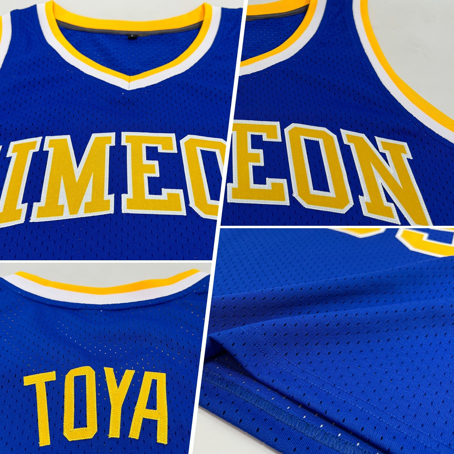 Custom Royal Gold-White Authentic Throwback Basketball Jersey view 2