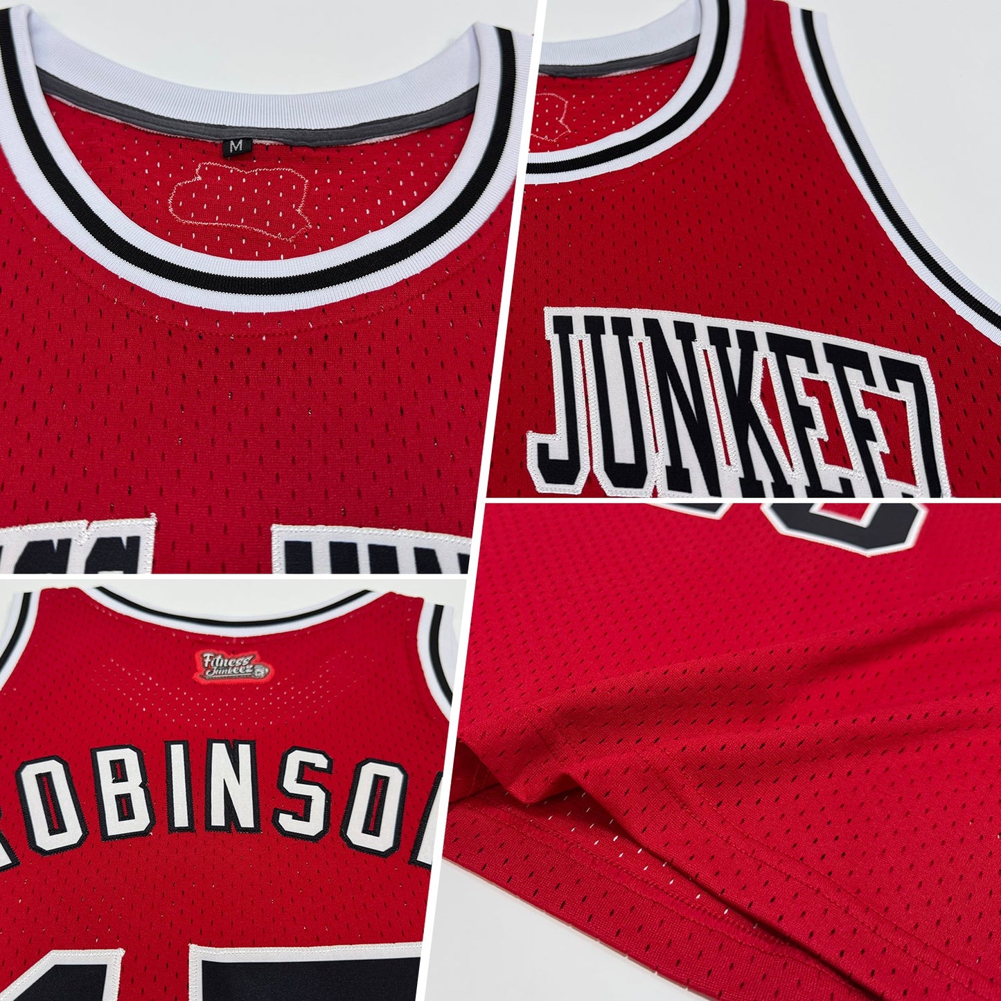 Custom Red Black-White Authentic Throwback Basketball Jersey view 2