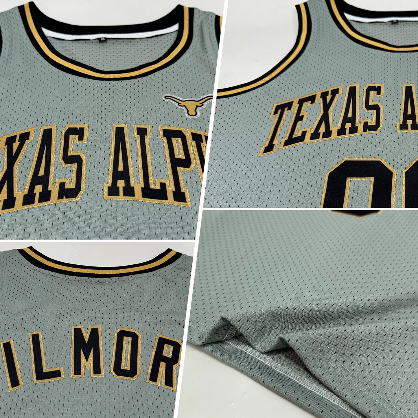 Custom Gray Black-Old Gold Authentic Throwback Basketball Jersey view 2