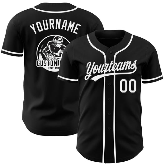 Custom Black-White Authentic Baseball Jersey - Main View