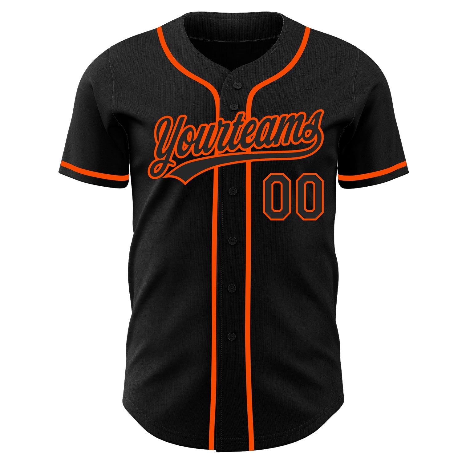 Custom Black-Orange Authentic Baseball Jersey view 2