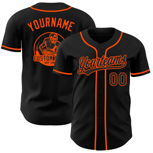 Custom Black-Orange Authentic Baseball Jersey - Main View