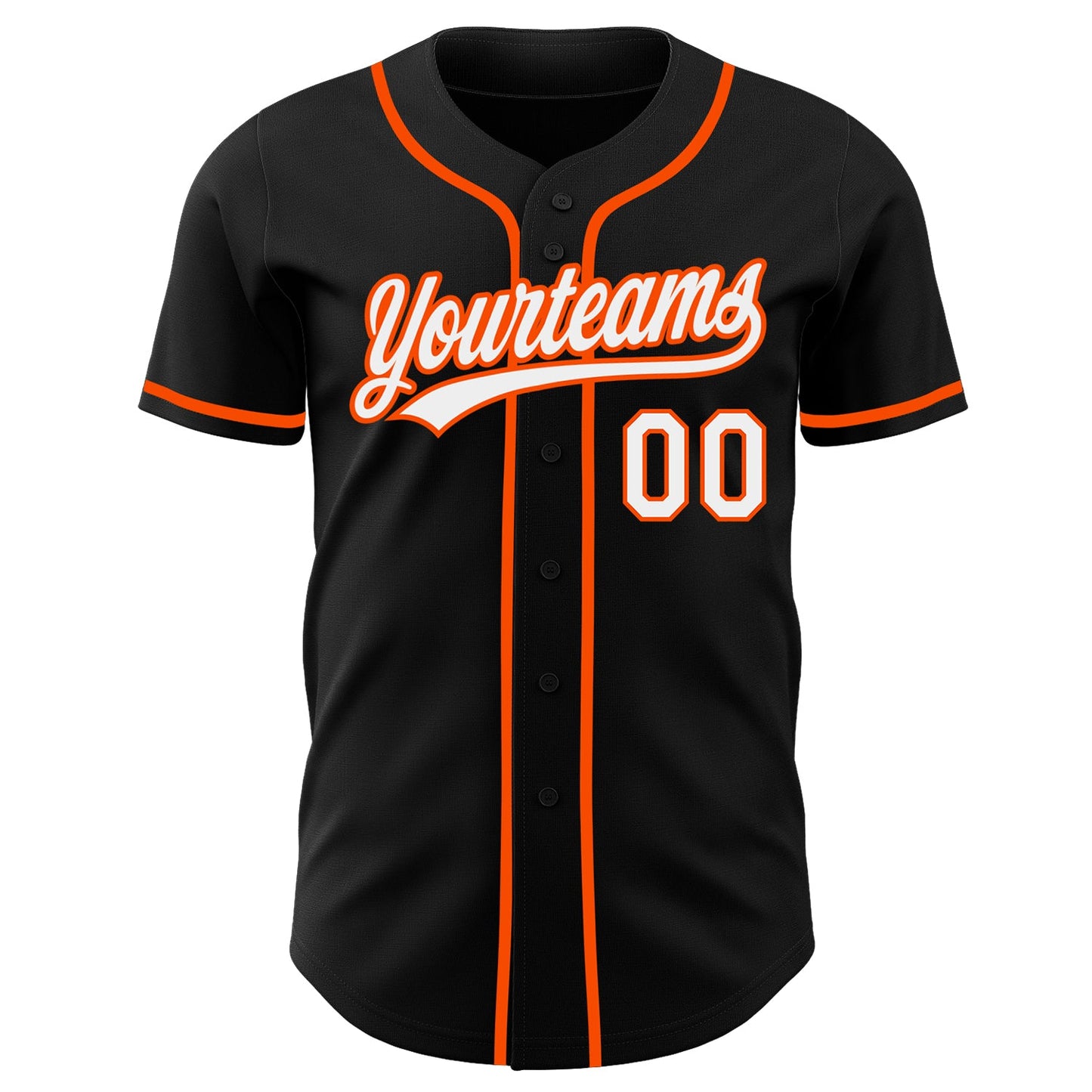 Custom Black White-Orange Authentic Baseball Jersey view 2