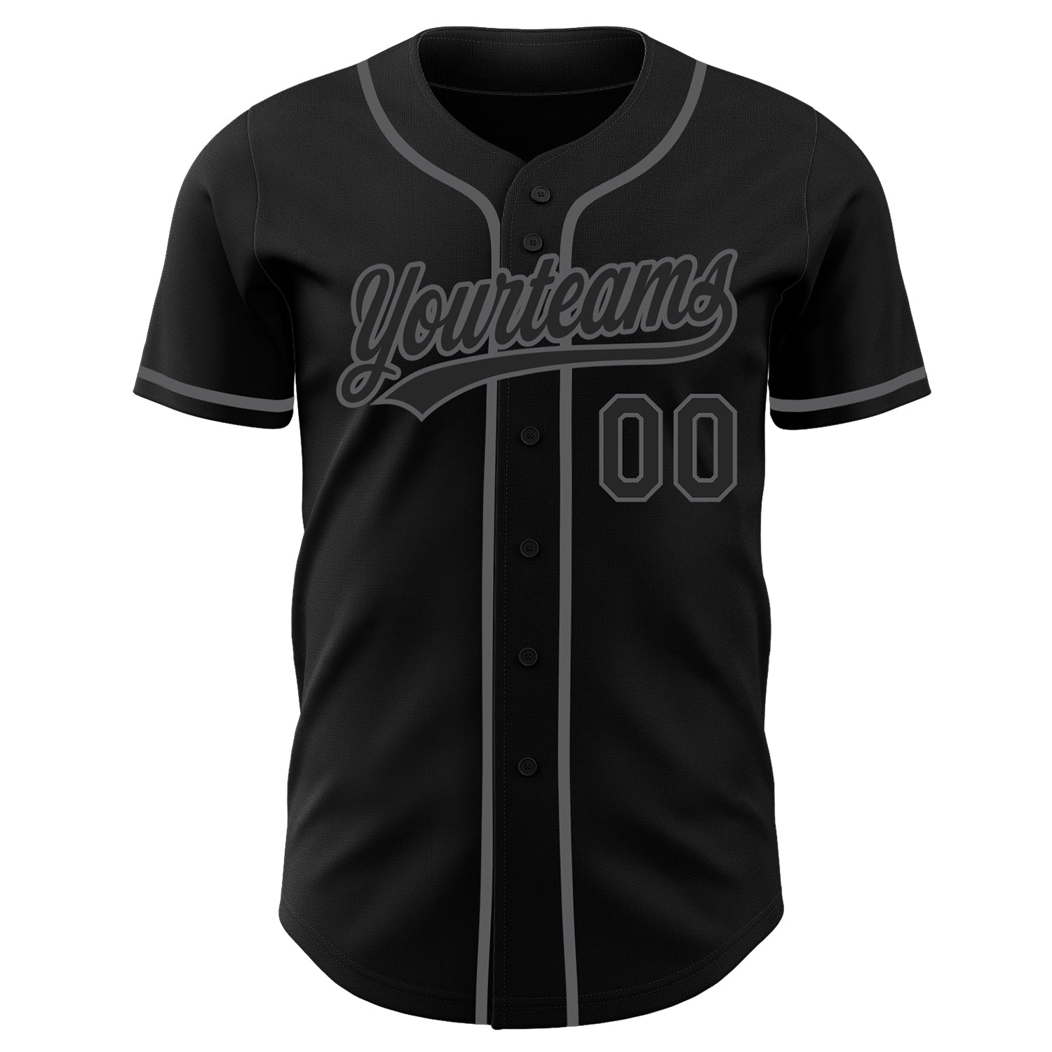 Custom Black-Steel Gray Authentic Baseball Jersey view 2
