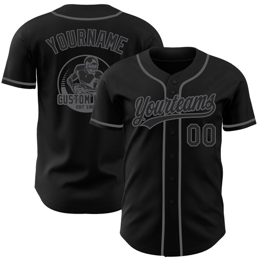 Custom Black-Steel Gray Authentic Baseball Jersey - Main View