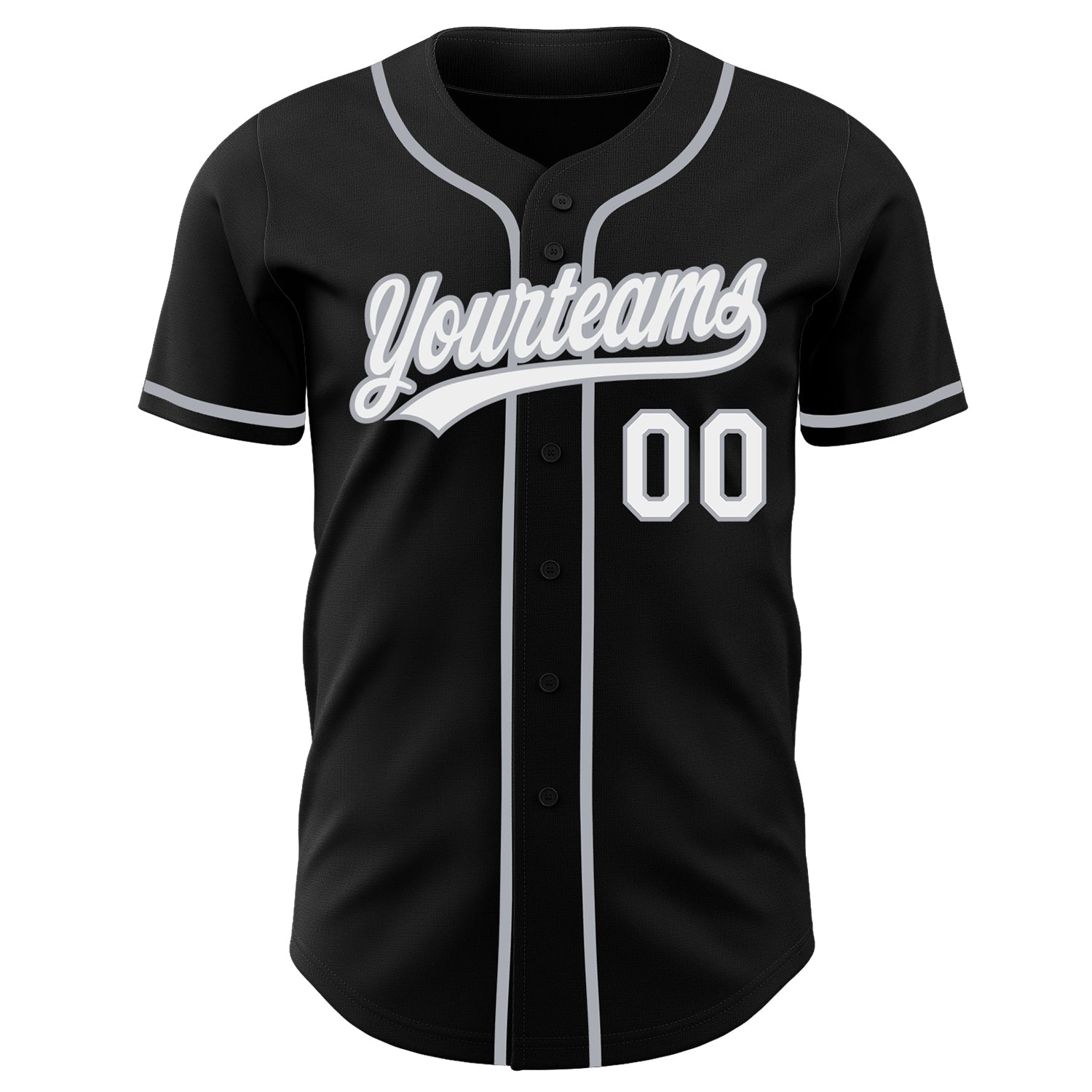 Custom Black White-Gray Authentic Baseball Jersey view 2