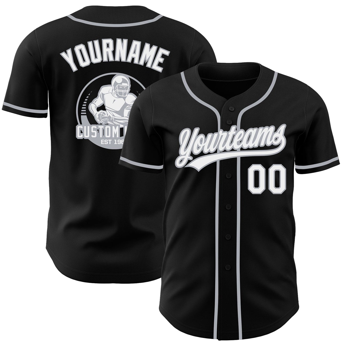 Custom Black White-Gray Authentic Baseball Jersey - Main View