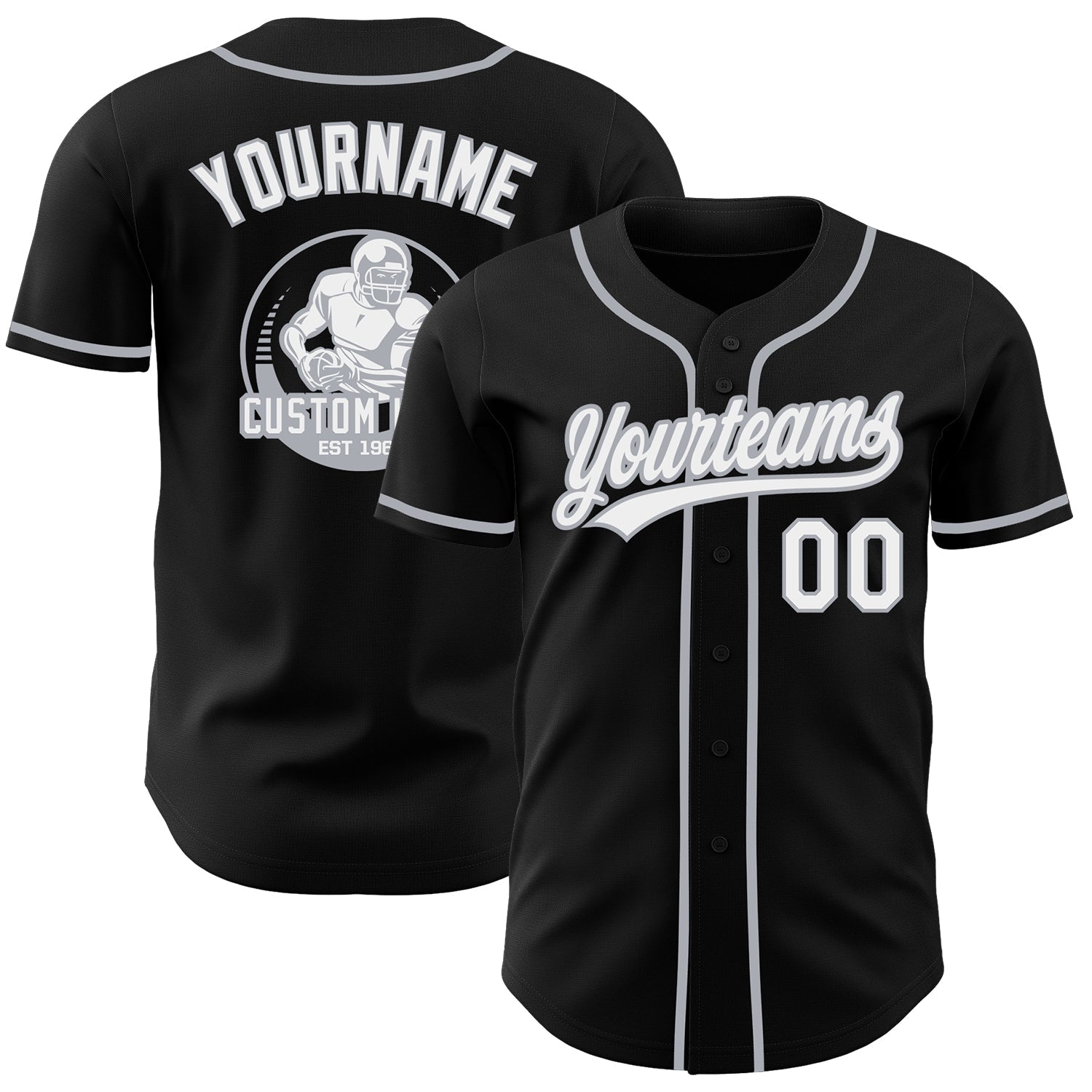 Custom Black White-Gray Authentic Baseball Jersey - Main View