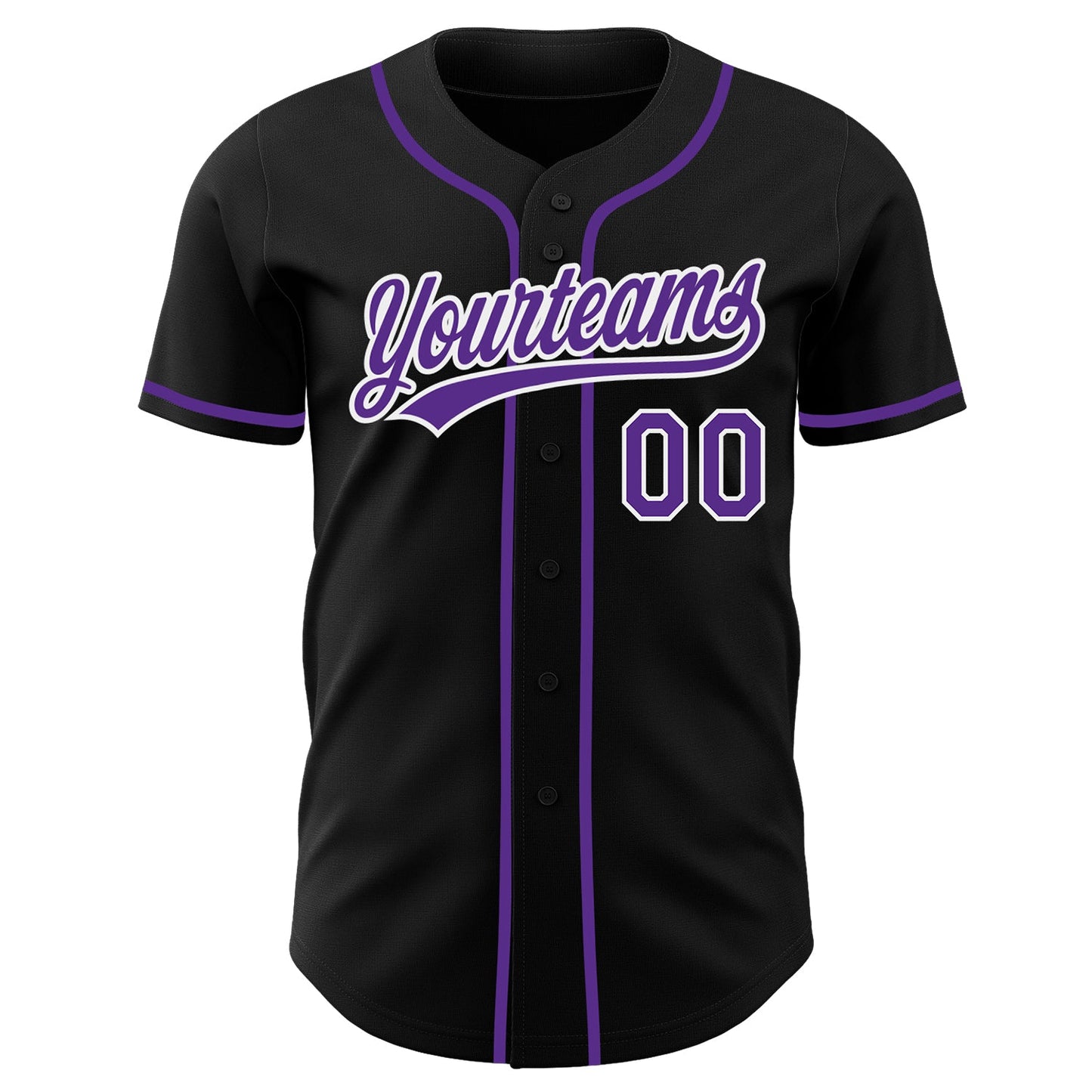 Custom Black Purple-White Authentic Baseball Jersey view 2