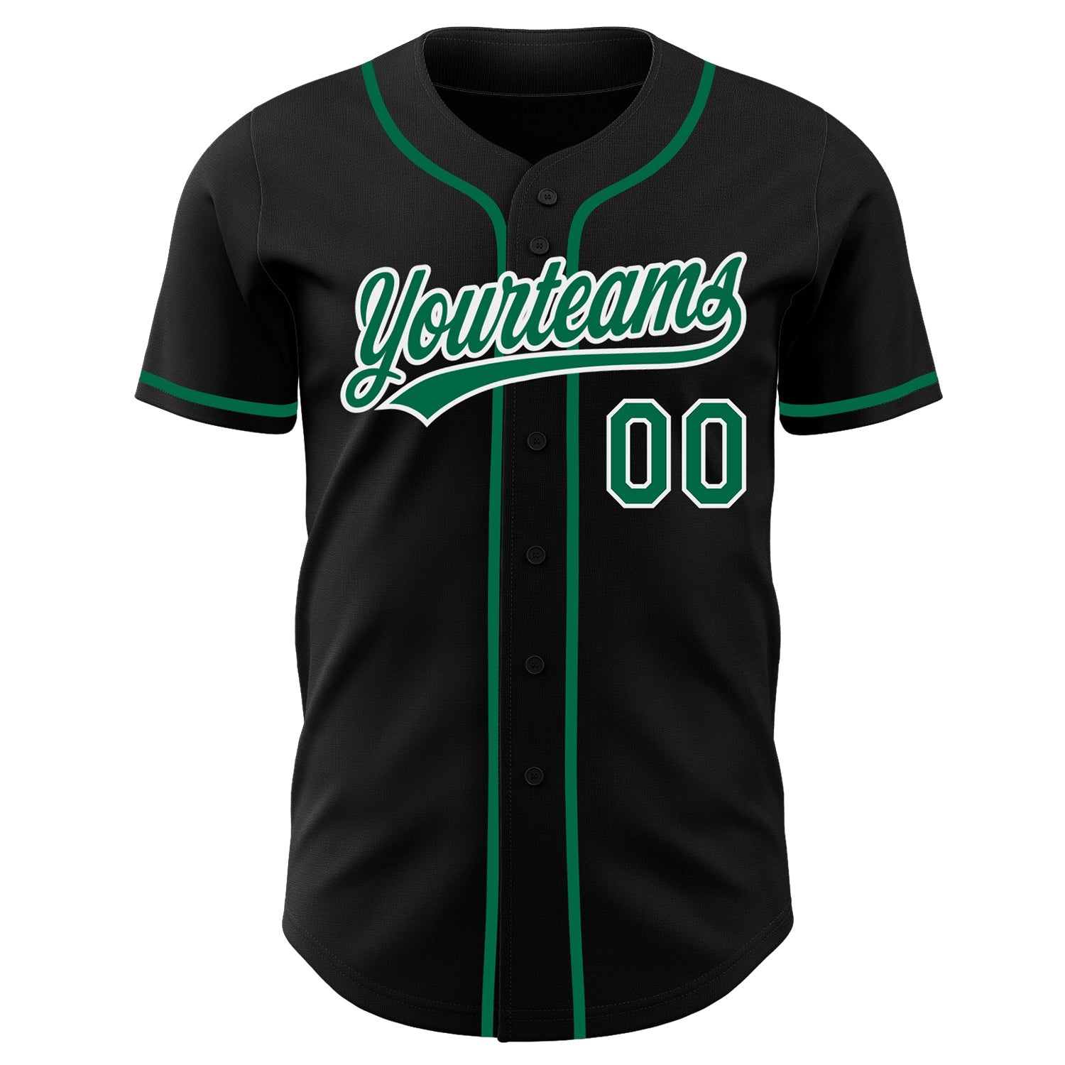 Custom Black Kelly Green-White Authentic Baseball Jersey view 2