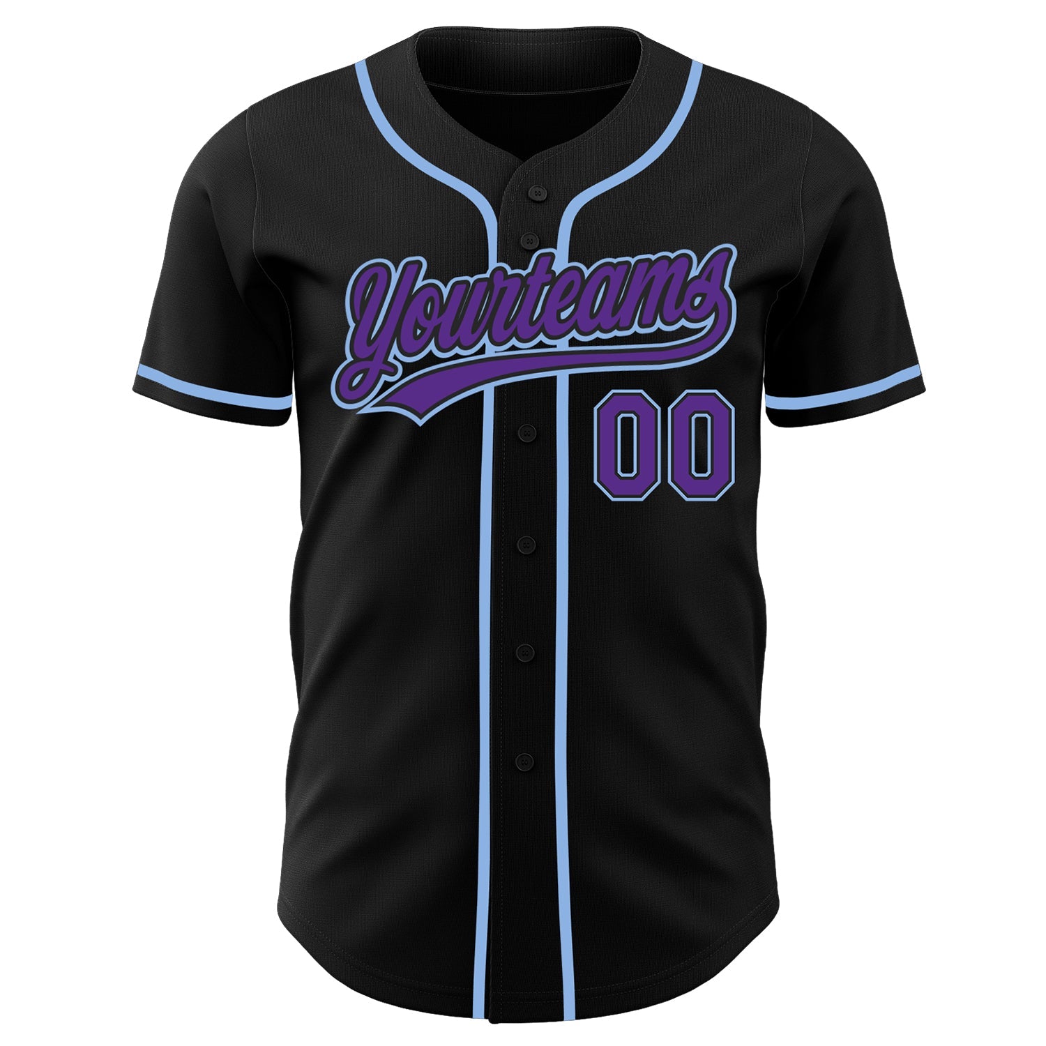 Custom Black Purple-Light Blue Authentic Baseball Jersey view 2