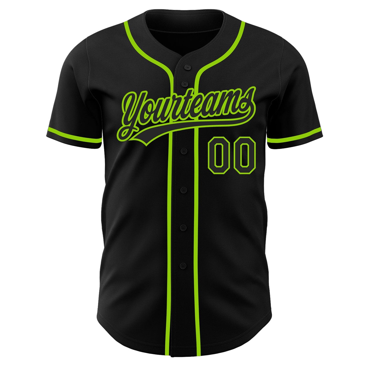 Custom Black-Neon Green Authentic Baseball Jersey view 2