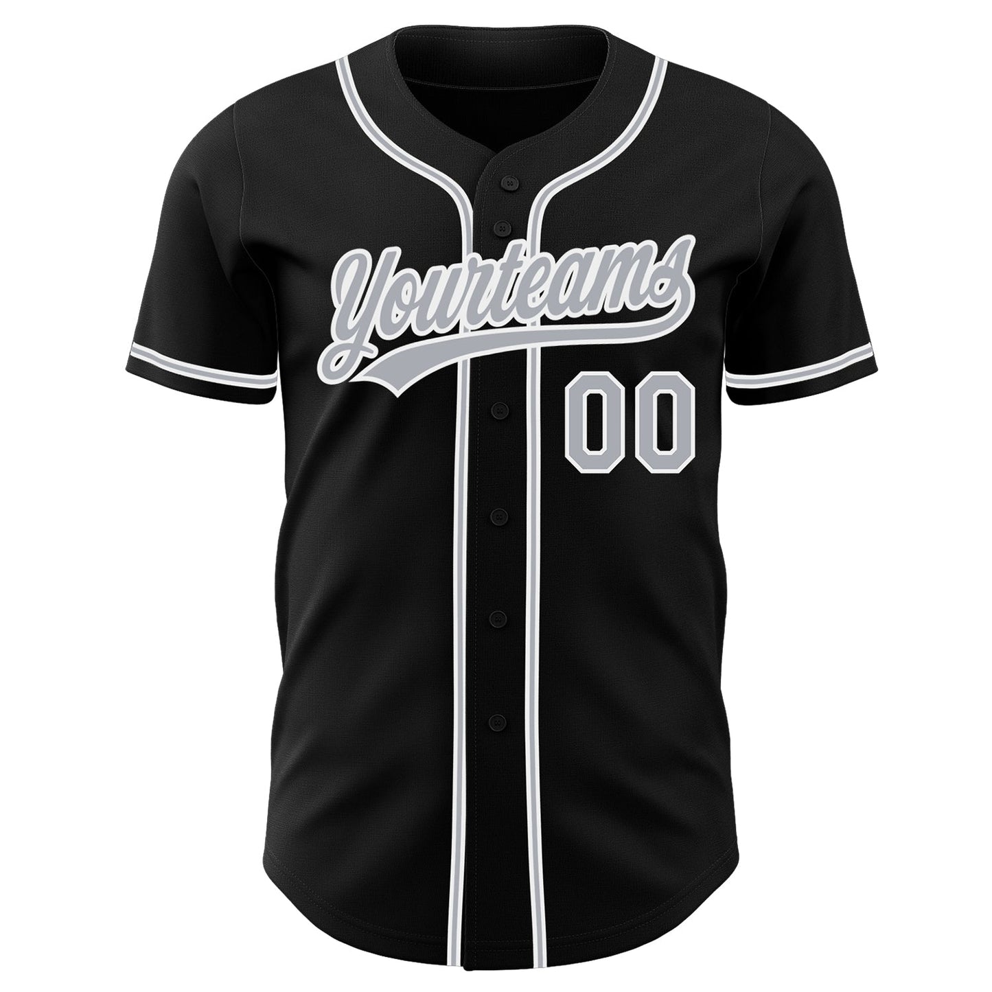 Custom Black Gray-White Authentic Baseball Jersey view 2