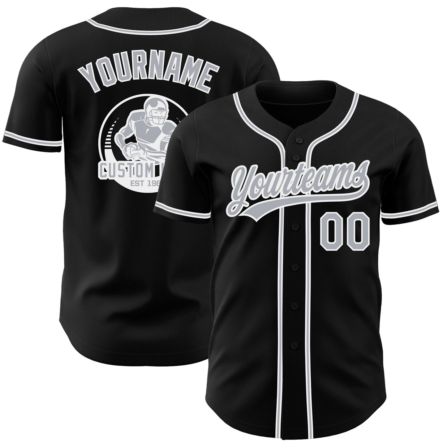 Custom Black Gray-White Authentic Baseball Jersey - Main View