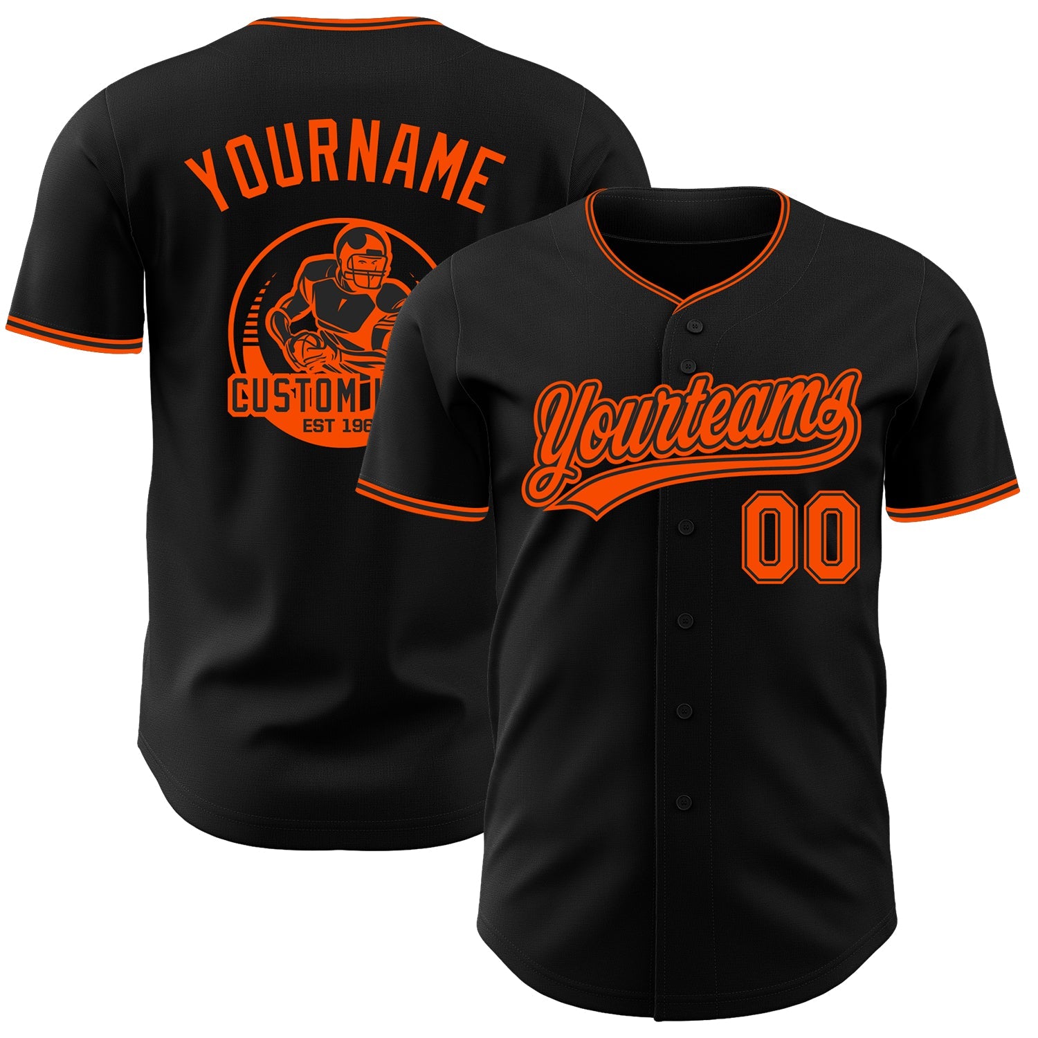 Custom Black-Orange Authentic Baseball Jersey - Main View