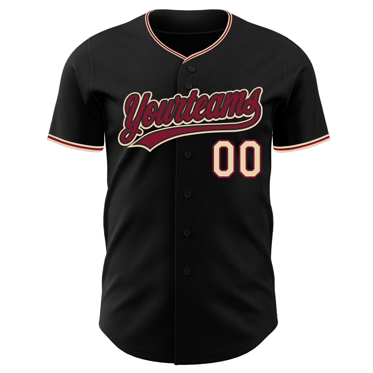 Custom Black City Cream-Crimson Authentic Baseball Jersey view 2