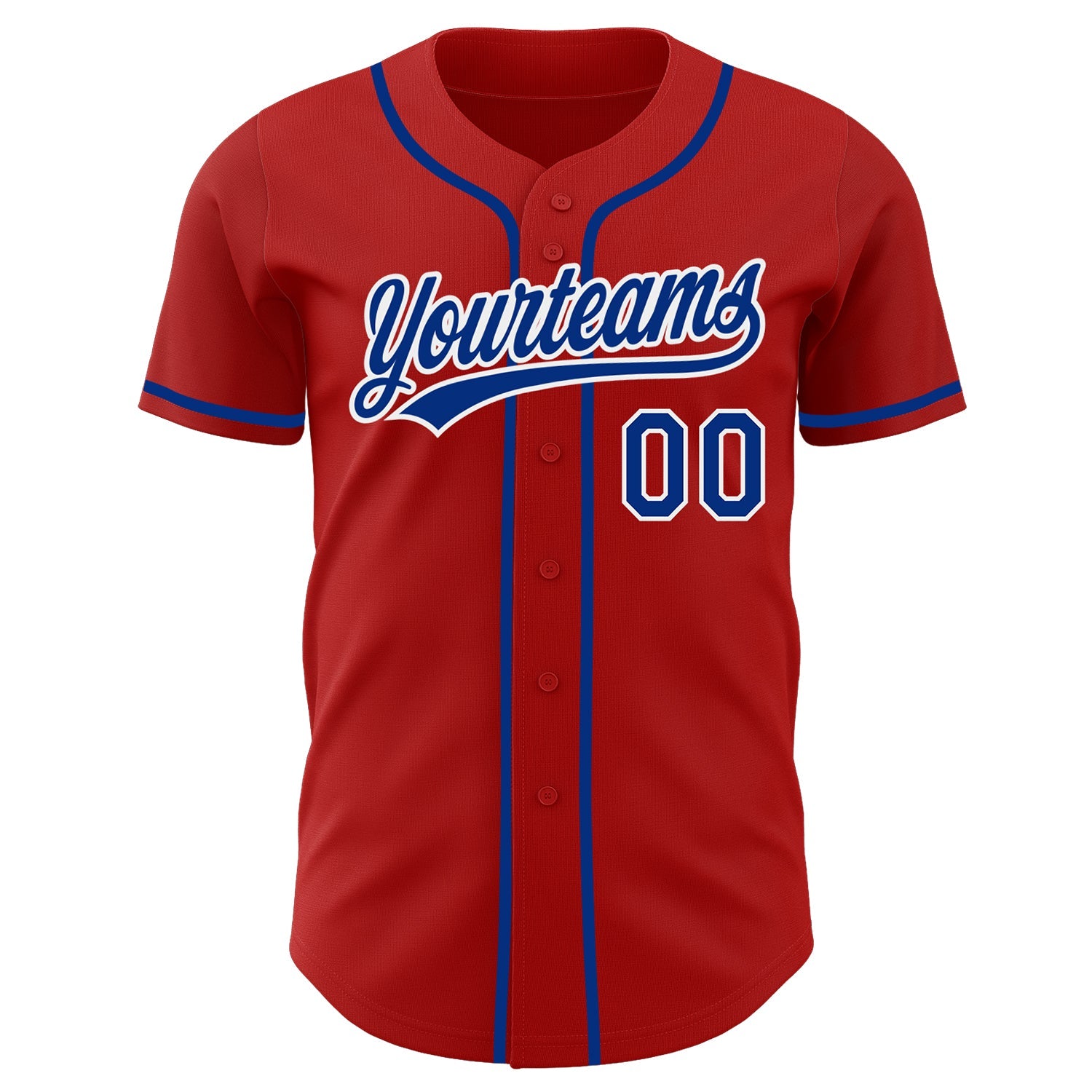 Custom Red Royal-White Authentic Baseball Jersey view 2